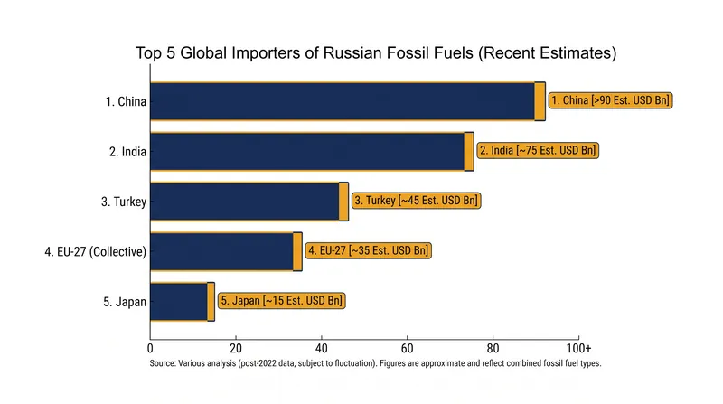 China and India remain the largest buyers of Russian crude oil and natural gas.