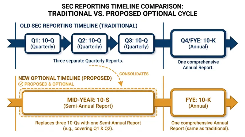 Companies electing the new framework will replace three quarterly filings with a single mid-year Form 10-S.