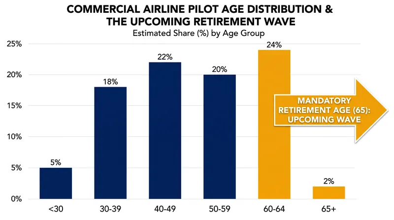 While the entry-level shortage has ended, airlines face a looming deficit of highly experienced Captains due to mandatory retirements.