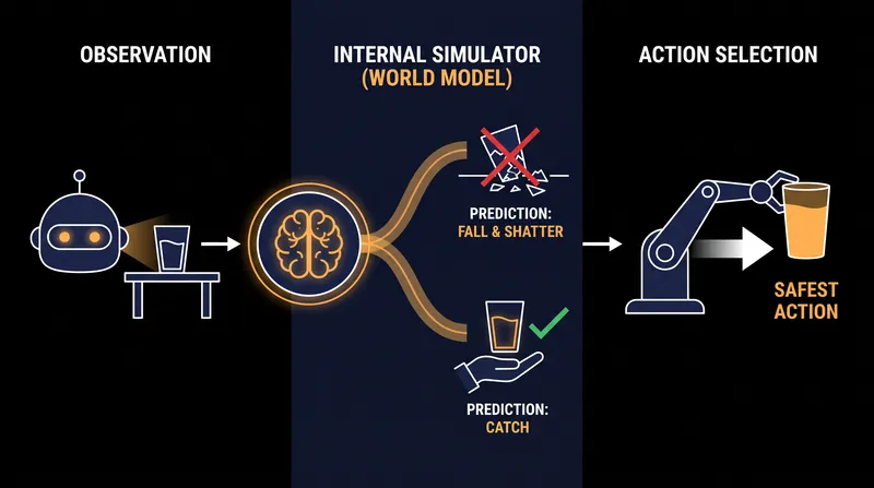 Unlike language models that predict the next word, world models predict the next physical state of an environment.