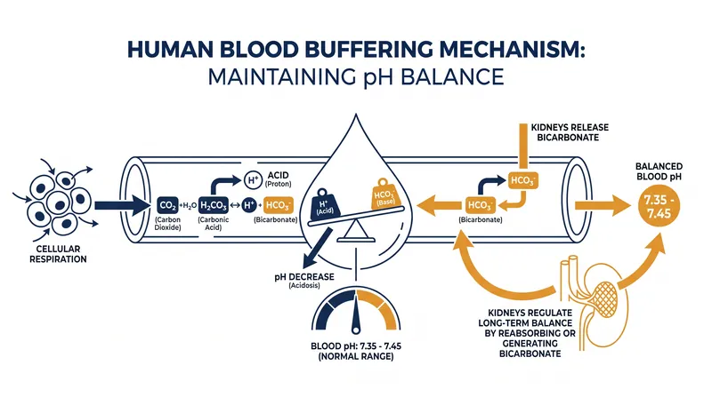 How the human body uses bicarbonate to neutralize acidity from carbon dioxide.