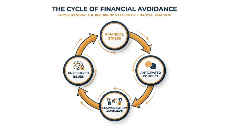 The cycle of financial avoidance is driven by the anticipation of conflict.