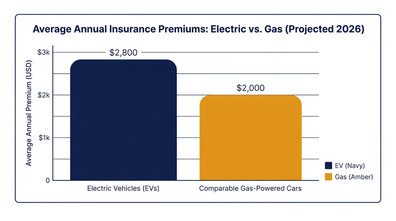 EV insurance premiums remain significantly higher than those for comparable gas-powered vehicles due to battery replacement risks.