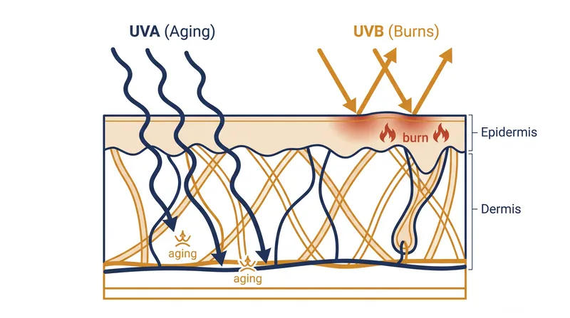 Broad-spectrum formulas are required to block both burning UVB rays and aging UVA rays.