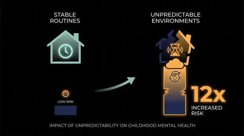 Children exposed to high household unpredictability face a 12-fold higher risk of developing depression.