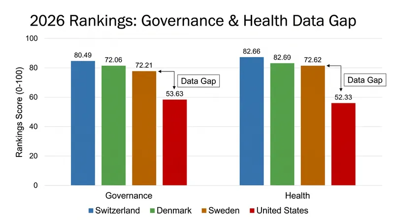 European leaders consistently outscored the U.S. in the heavily weighted Governance and Health metrics.