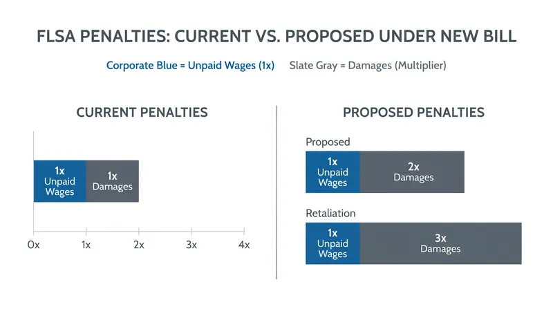 The legislation would significantly increase the financial penalties for employers who withhold pay or retaliate against workers.