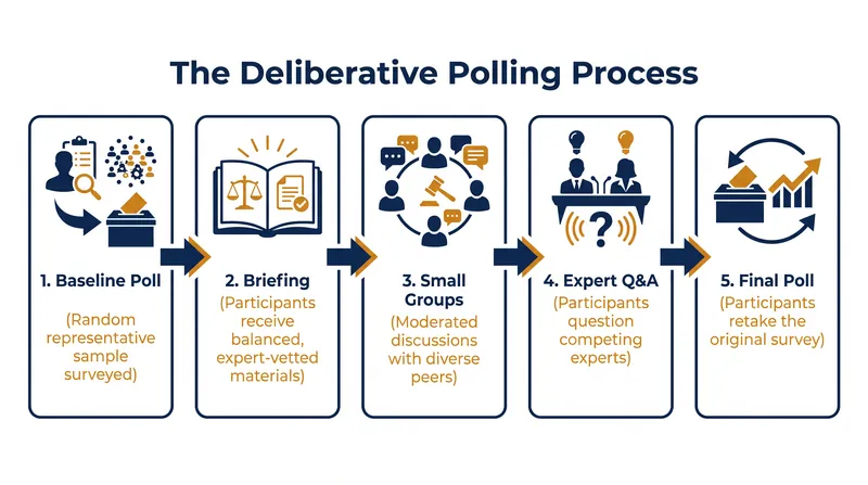 The methodology is designed to measure what the public would think if they had the opportunity to become fully informed.