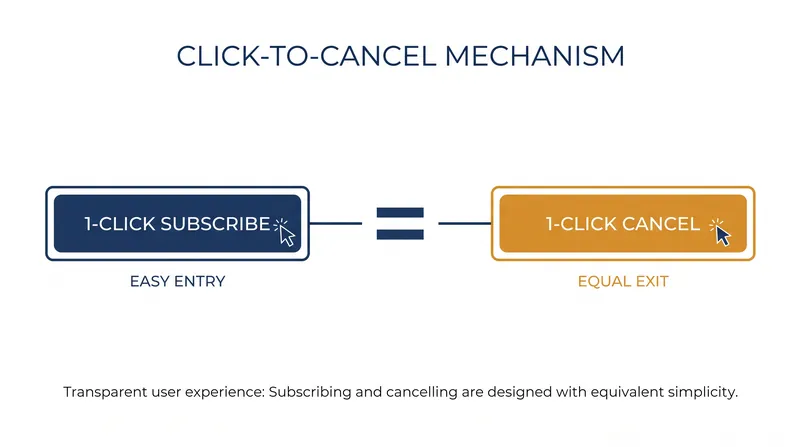The core of the FTC's mandate requires businesses to offer a cancellation method that is as simple as the enrollment process.