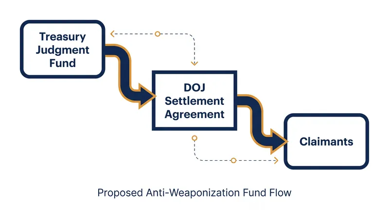 The legal dispute centers on the executive branch's use of the Treasury's Judgment Fund to finance the settlement.
