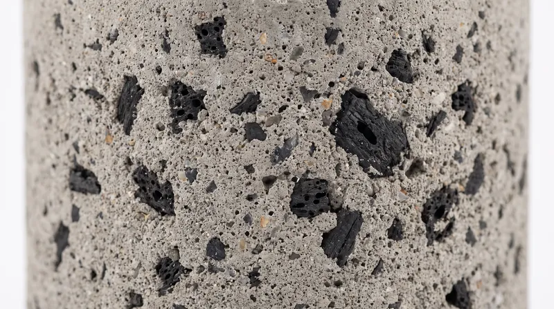 The highly porous structure of biochar not only stores carbon but also improves the thermal insulation and moisture regulation of the concrete.