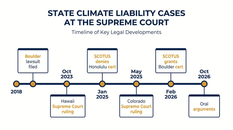 The procedural path of state climate liability lawsuits to the Supreme Court.