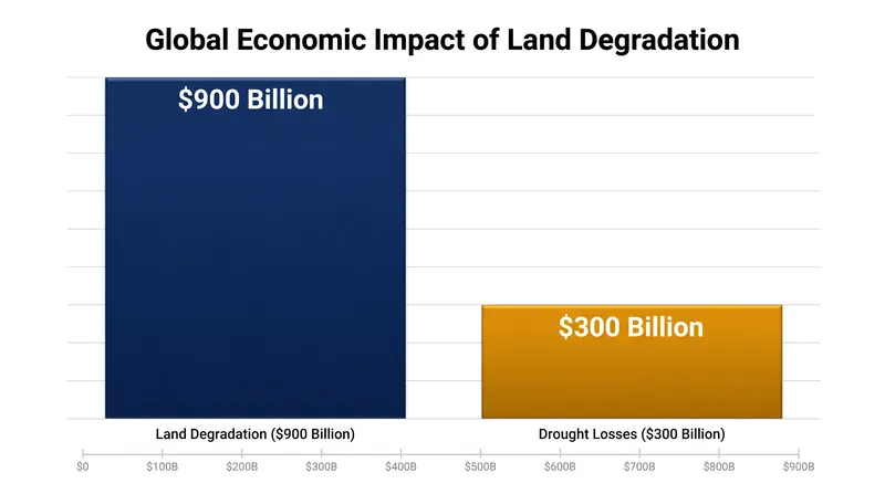Land degradation and drought collectively cost the global economy over $1.2 trillion annually.