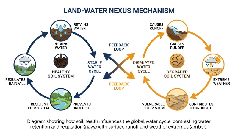 Healthy soil acts as a vital sponge, regulating local climates and mitigating the severity of droughts and floods.