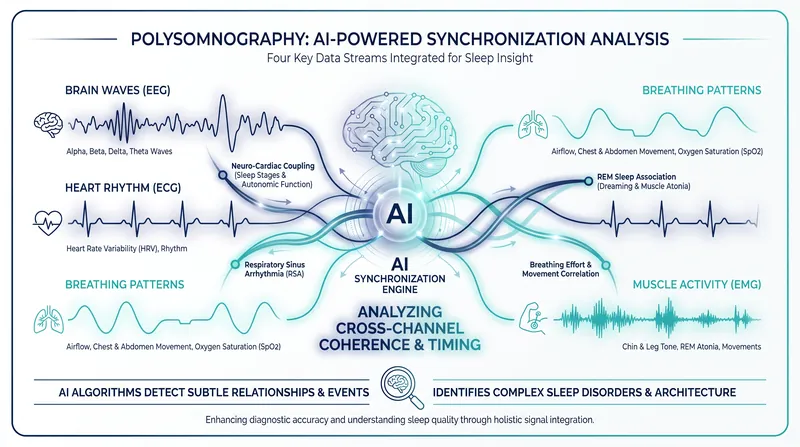 SleepFM treats the body's nighttime signals as a complex language, analyzing how the brain, heart, and lungs communicate.
