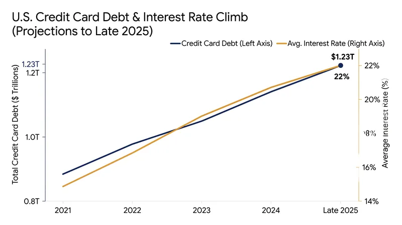 U.S. credit card balances and average interest rates reached record highs in late 2025.