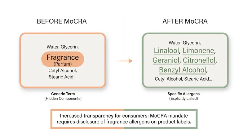 Under MoCRA, brands can no longer hide specific allergens behind the catch-all term 'fragrance.'