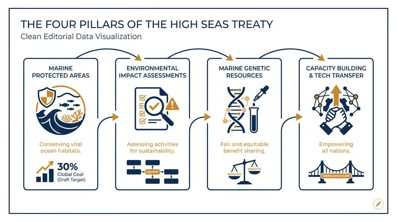 The four core pillars of the BBNJ Agreement.