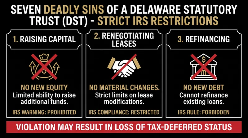 IRS rules strictly limit a DST sponsor's ability to alter leases or raise new capital once the trust is closed.