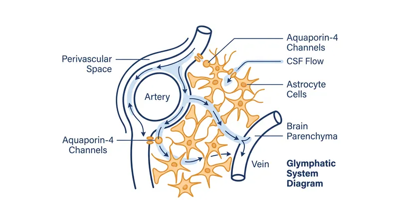The glymphatic system acts as the brain's plumbing, washing away metabolic waste.