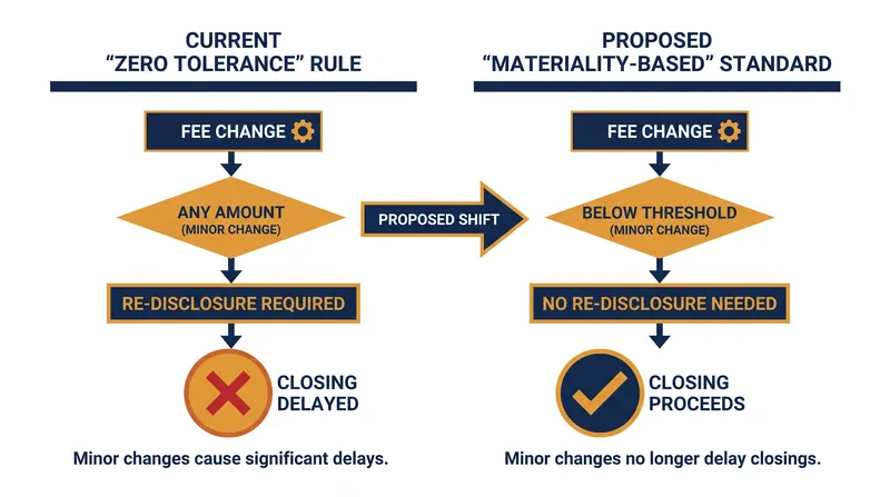 A materiality-based standard would allow minor, non-harmful fee changes to proceed without restarting the mandatory waiting period.