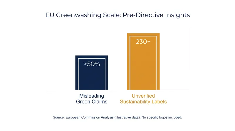 European Commission data highlighted the massive scale of unverified environmental marketing prior to the new regulations.
