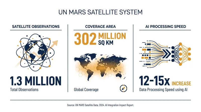 The integration of AI allows human analysts to process 12 to 15 times more satellite data than previously possible.