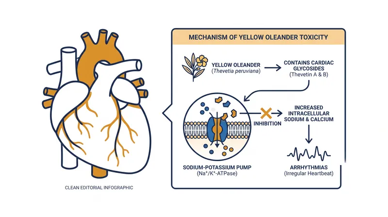 How the cardiac glycosides in yellow oleander disrupt normal heart function.