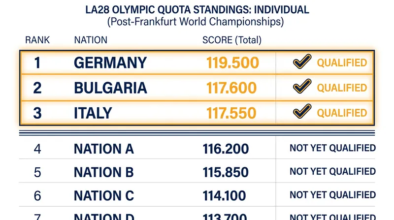 Germany, Bulgaria, and Italy secured the first three individual quota spots for LA28.