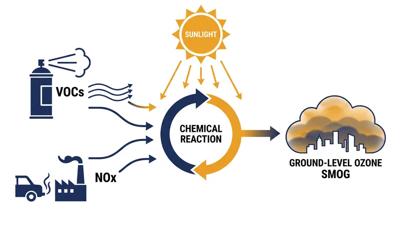 How volatile organic compounds from household products contribute to outdoor smog.
