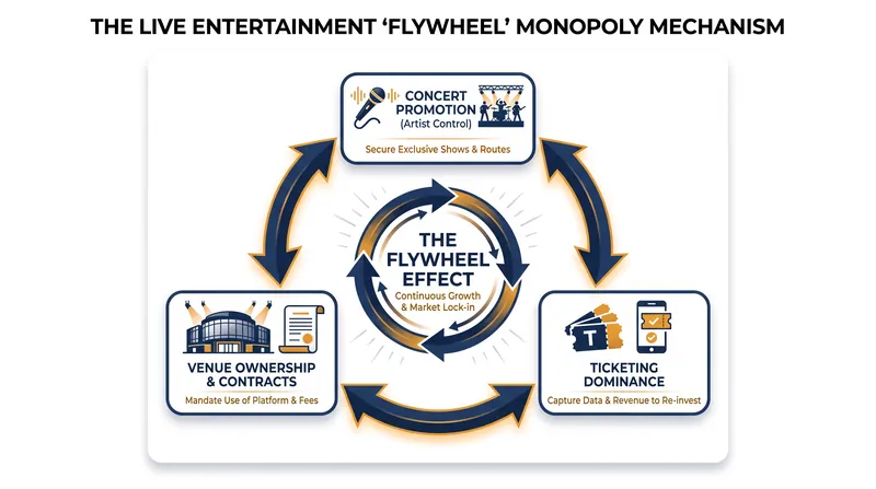 How prosecutors argued Live Nation's 'flywheel' business model stifled competition.