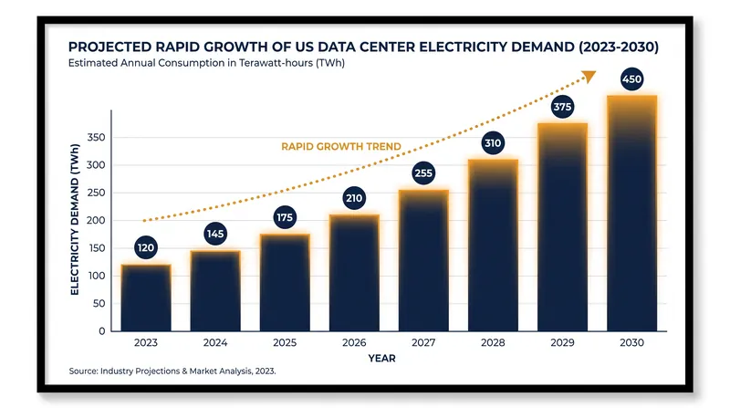 Data center electricity demand is projected to surge through the end of the decade, straining regional grids.