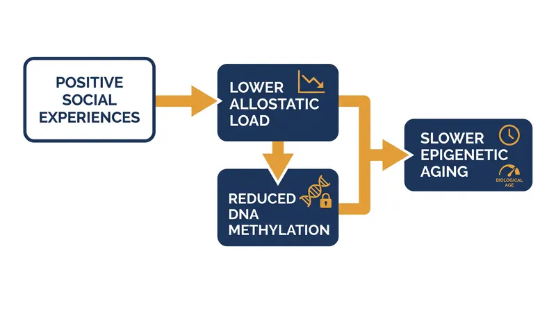 How social experiences translate into cellular health through the reduction of allostatic load.