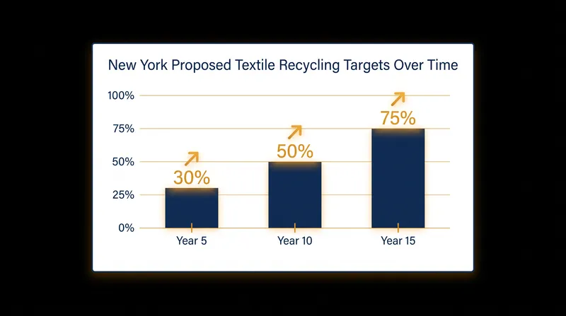 New York's proposed legislation sets aggressive, escalating targets for textile recycling rates.