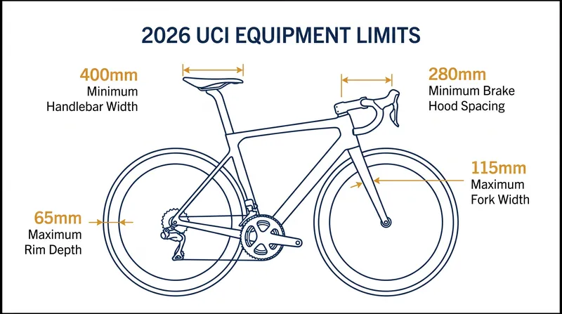 Key dimensional limits introduced in the UCI's 2026 technical regulations.