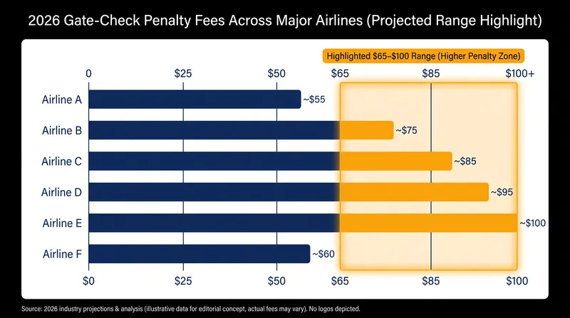 Gate-check fees for oversized carry-ons now frequently exceed the cost of a standard checked bag.