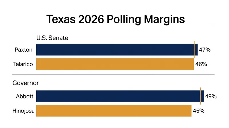 Recent polling shows a dead heat in the U.S. Senate race and a narrow margin in the gubernatorial contest.