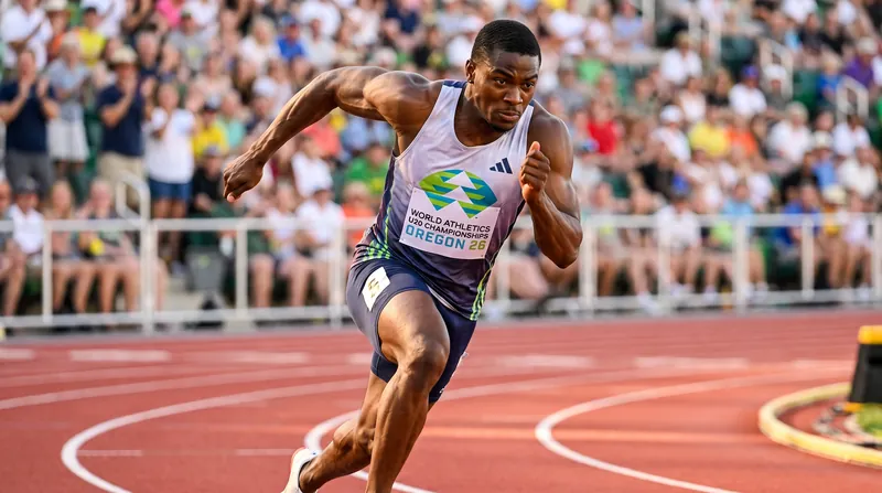 The 200-meter sprint requires athletes to maintain top speed while navigating the curve.