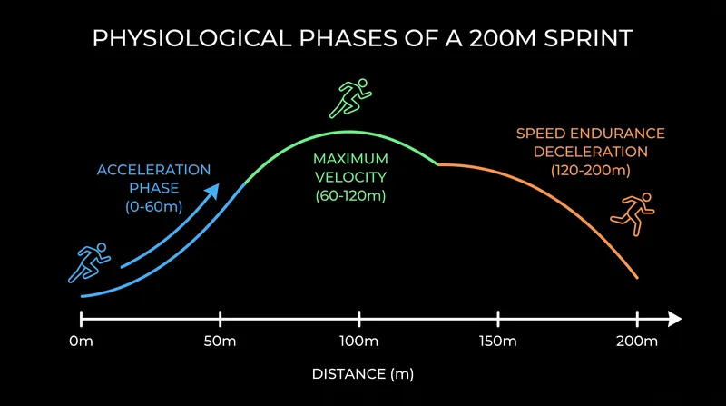 The mechanics of speed endurance in the 200-meter dash.