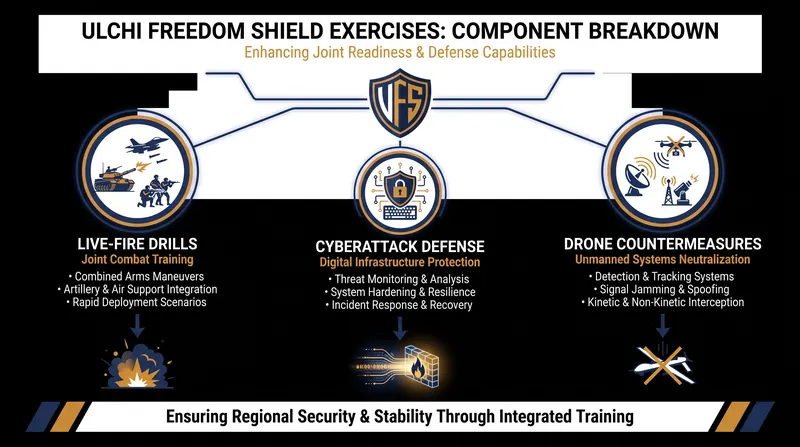 The Ulchi Freedom Shield exercises integrate conventional maneuvers with modern asymmetric warfare defense.