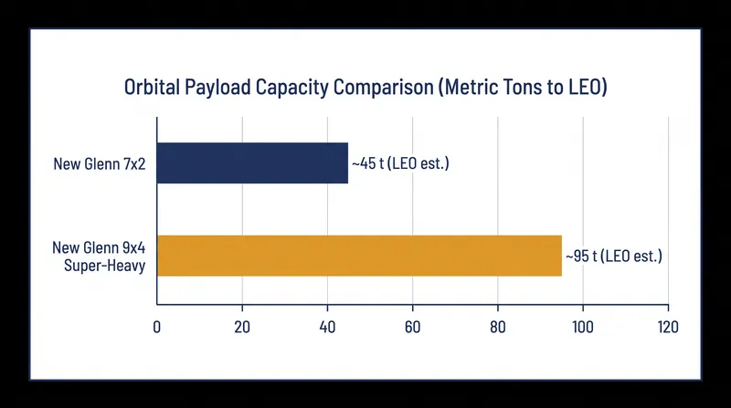 The 9x4 super-heavy variant will significantly increase New Glenn's payload capacity to low-Earth orbit.
