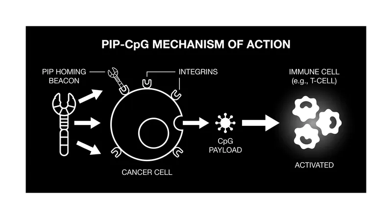 The two-part molecule acts as a homing beacon and an immune-stimulating payload.