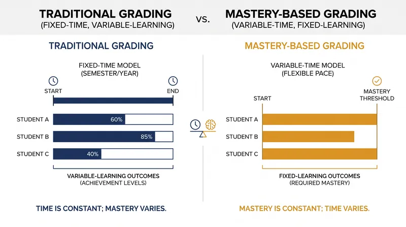 Unlike traditional models, competency-based education holds learning constant while allowing the time required to vary.