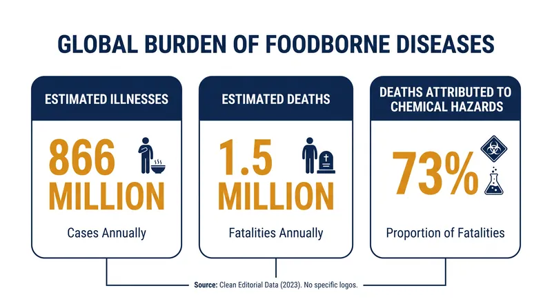 Chemical contaminants now account for nearly three-quarters of all foodborne disease fatalities worldwide.