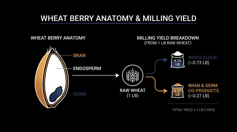 Milling yields and co-products play a crucial role in stabilizing the final cost of flour.