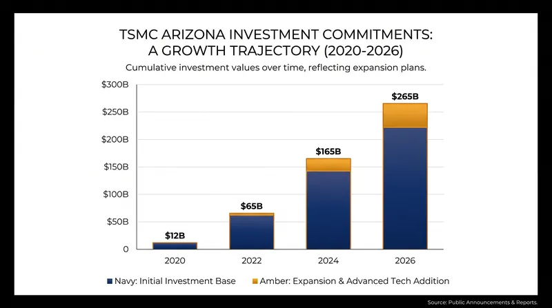 TSMC's planned investment in its Arizona operations has scaled dramatically alongside AI chip demand.
