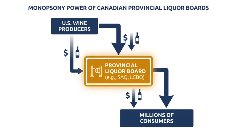 Because provincial boards control all legal distribution, a government directive to halt sales acts as an impenetrable barrier to the entire regional market.