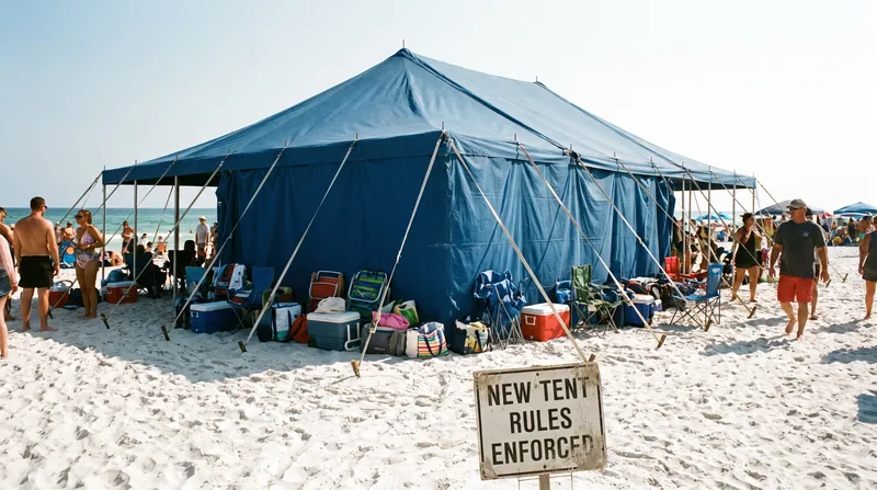 The sprawling beach setups that dominated the sand for a decade are now the target of steep municipal fines.