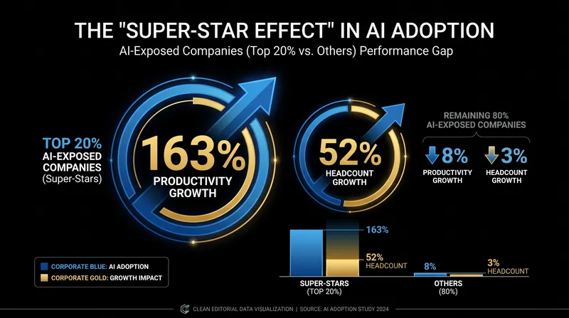 The most AI-exposed companies are not only seeing massive productivity gains but are also hiring at a faster rate than their peers.