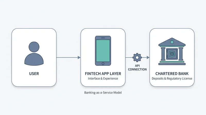 The structure of a typical Banking-as-a-Service (BaaS) partnership.